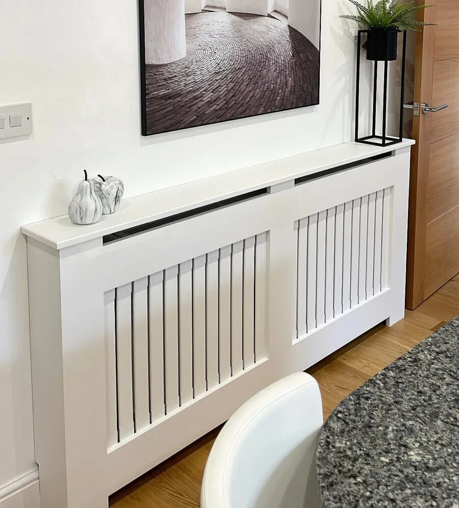 Modern Vertical Slat Radiator Cover – Stylish Decorative Radiator Cabinet