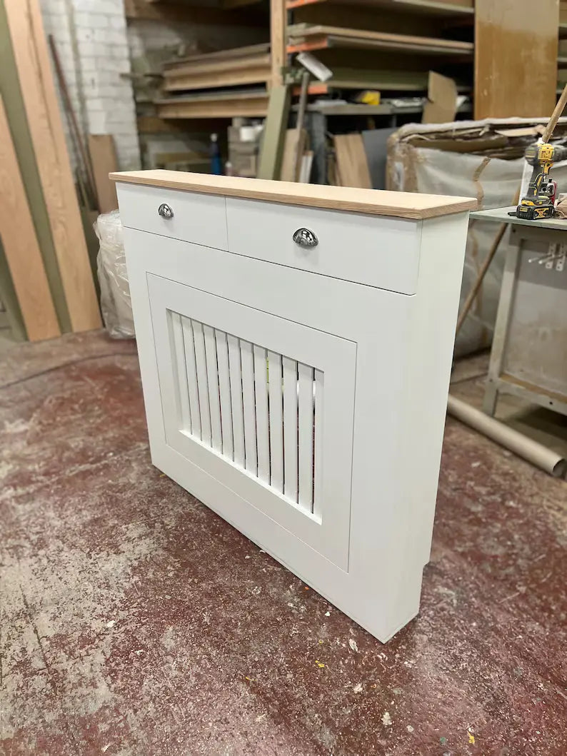 Fold-Down Front Door Radiator Cover – Stylish Radiator Cabinet with Easy Access