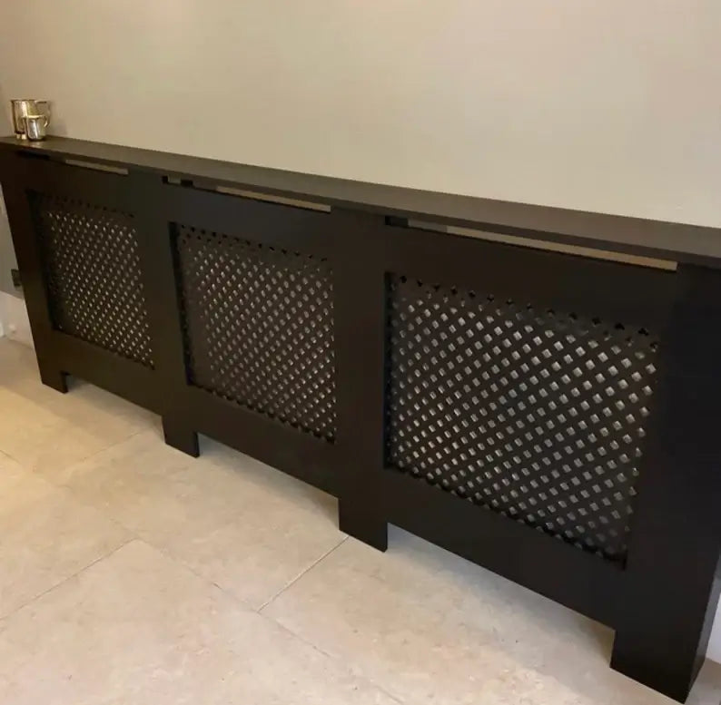Luxury Black Diamond Grid Radiator Cover – Bespoke Made to Measure
