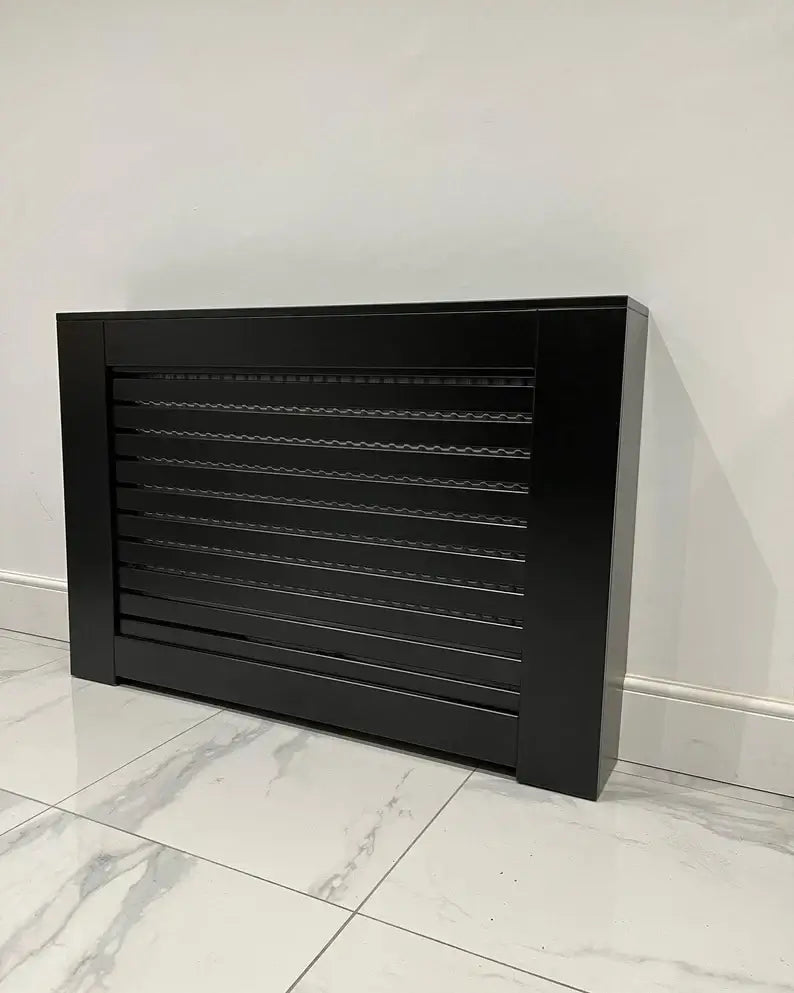 Black Horizontal Slat Radiator Cover – Made to Measure UK
