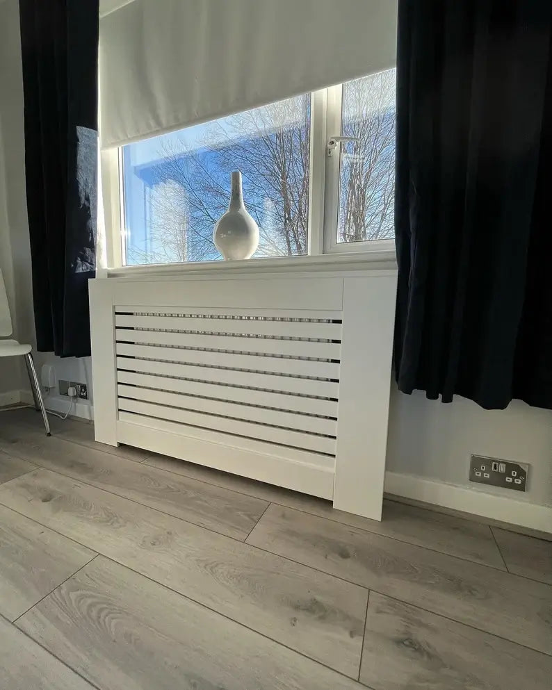 Bespoke White Horizontal Slat Radiator Cover – Made to Measure