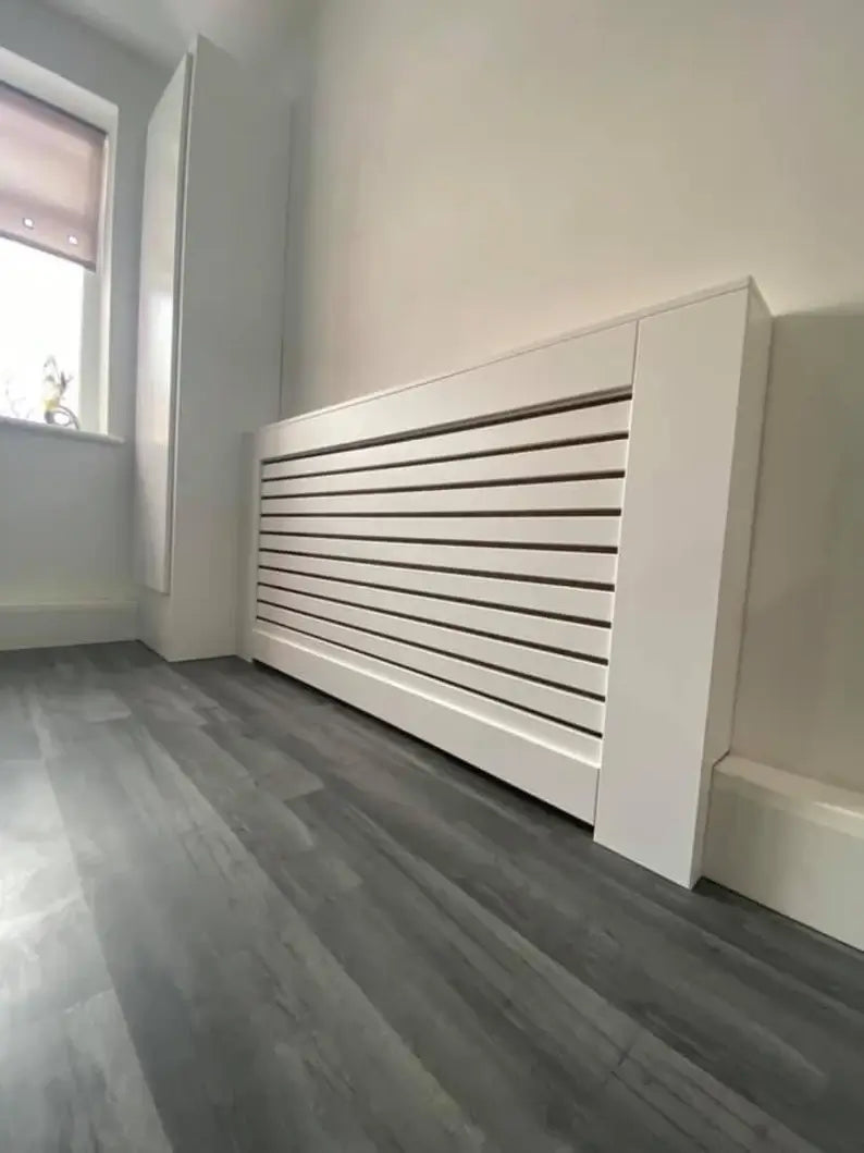 Bespoke White Horizontal Slat Radiator Cover – Made to Measure