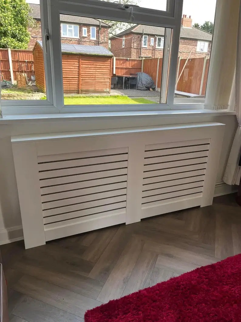 Bespoke White Horizontal Slat Radiator Cover – Made to Measure