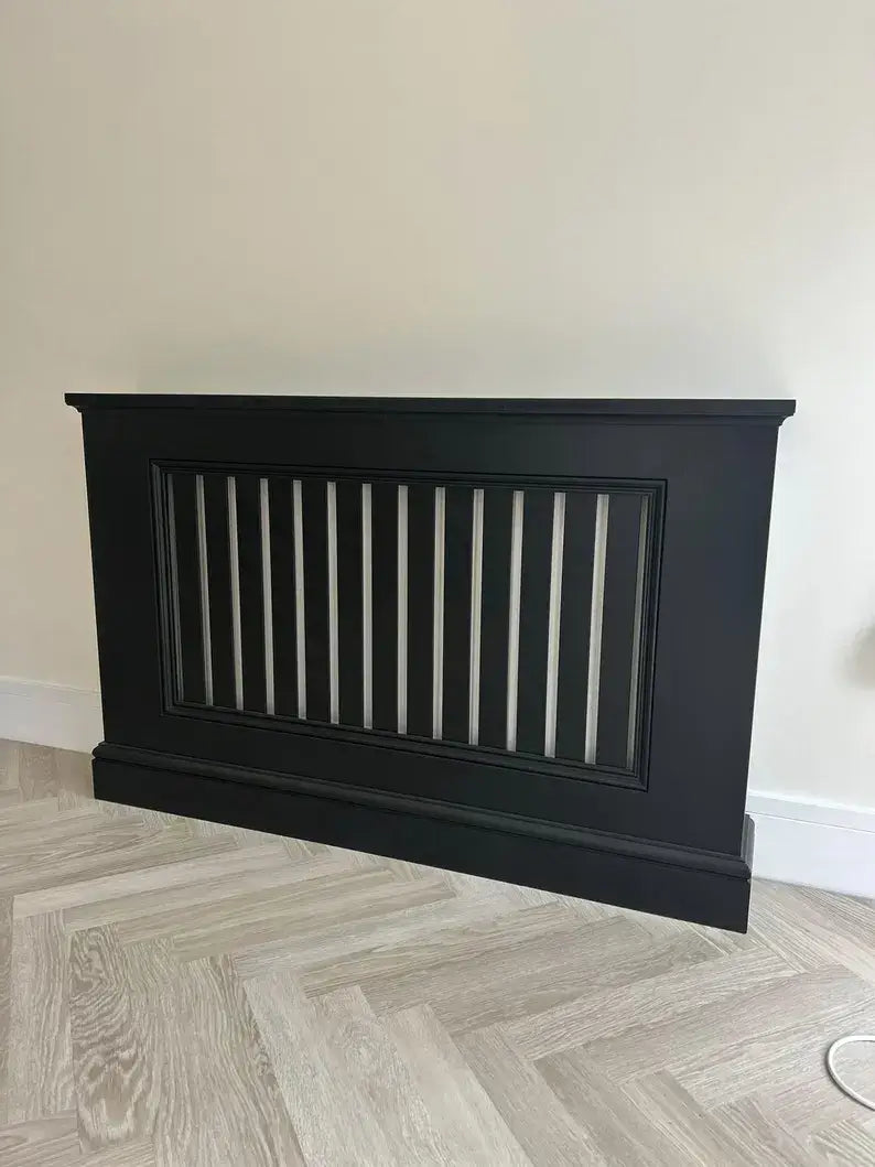 Luxury Black Vertical Slat Radiator Cover – Bespoke Made to Measure
