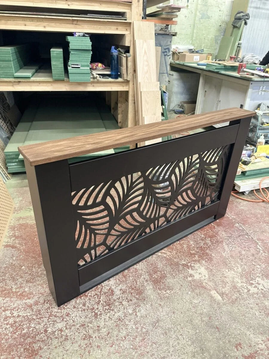 Rainforest Grille Radiator Cover with Walnut-Finished Oak Top – Luxury Decorative Radiator Cabinet